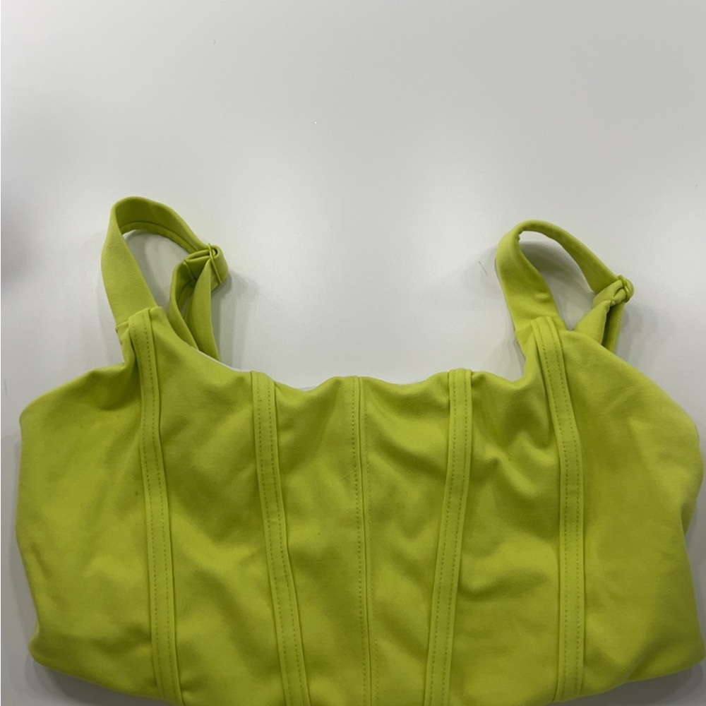Bright yellow JO + JAX Dance Wear top. SMALL ADULT